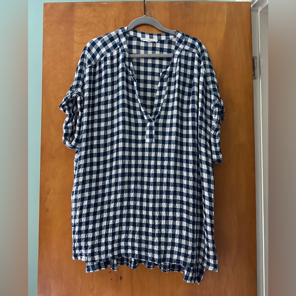 Jane & Delancey blue gingham tunic 2X